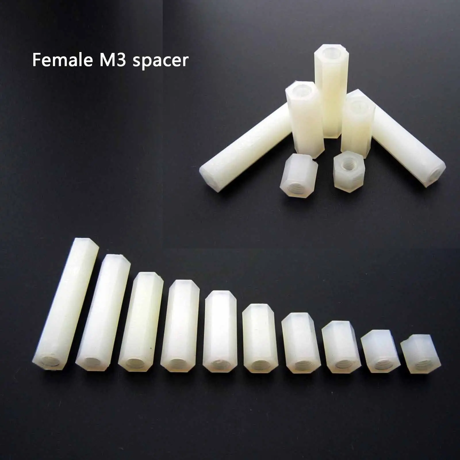 

100pcs White Plastic Nylon M3 Hex Column Standoff Spacer NUT