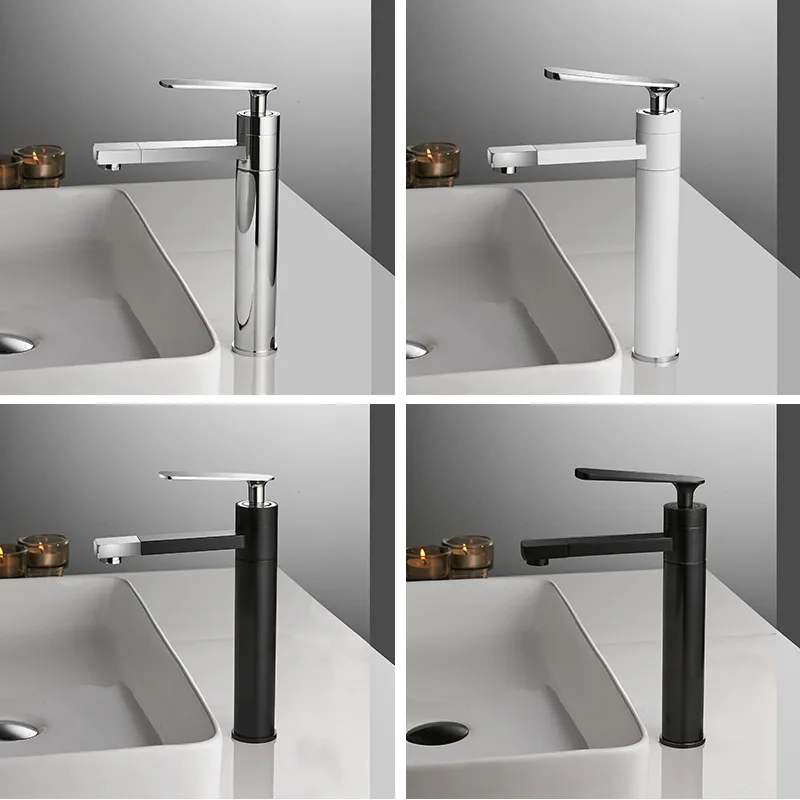 

Hot and cold basin faucet 360 degree outlet double rotation long faucet