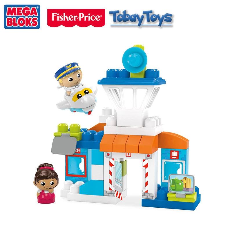 Подлинный бренд Fisher Price Mega Bloks Skybright аэропорт строительные блоки игрушка Bloque De Edificio детская забавная игрушка DPJ56