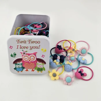 

40Pcs Cute Flower Rubber ring Kids Hair Holders Head Band Elastic Hair Accessories For Girl Scrunchy Gum Headbands Hairband Rope