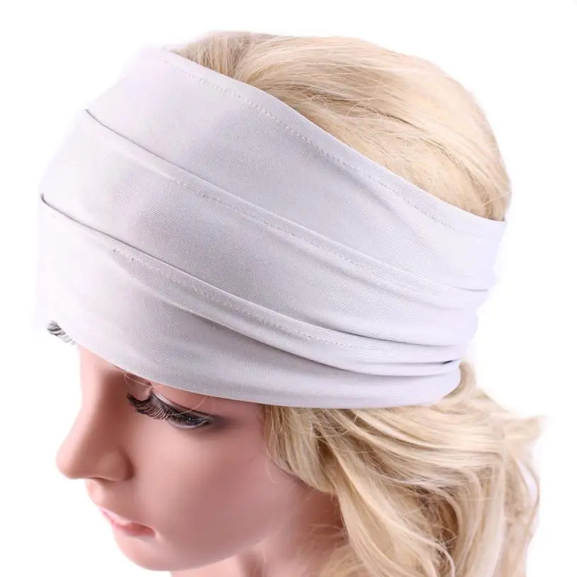 Новая женская широкая спортивная повязка головная для йоги эластичная повязка для головы эластичная лента для бега JUN13 - Цвет: Бежевый