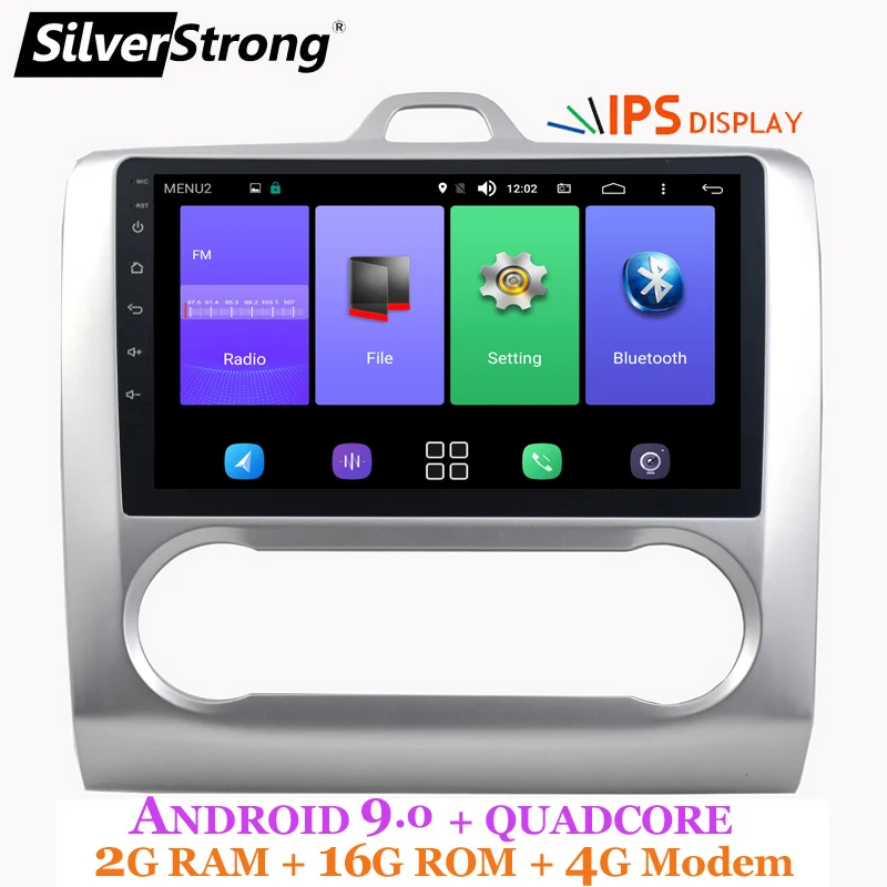 Discount SilverStrong Android9.0 IPS car dvd 4G for FORD Focus 2004 -2011 4G MODEM 2din 1024*600 gps navigation wifi No DVD 3