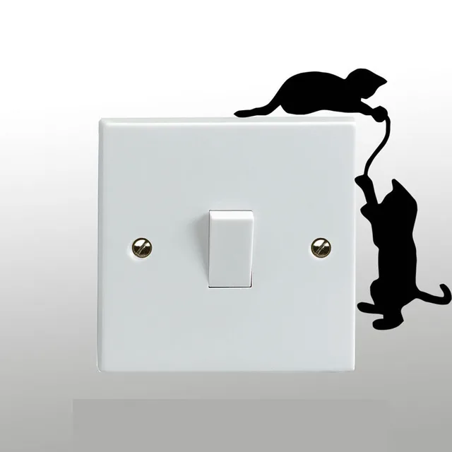 Cats Playing On A Light Switch Wall Sticker Vinyl Art Decal Any Room