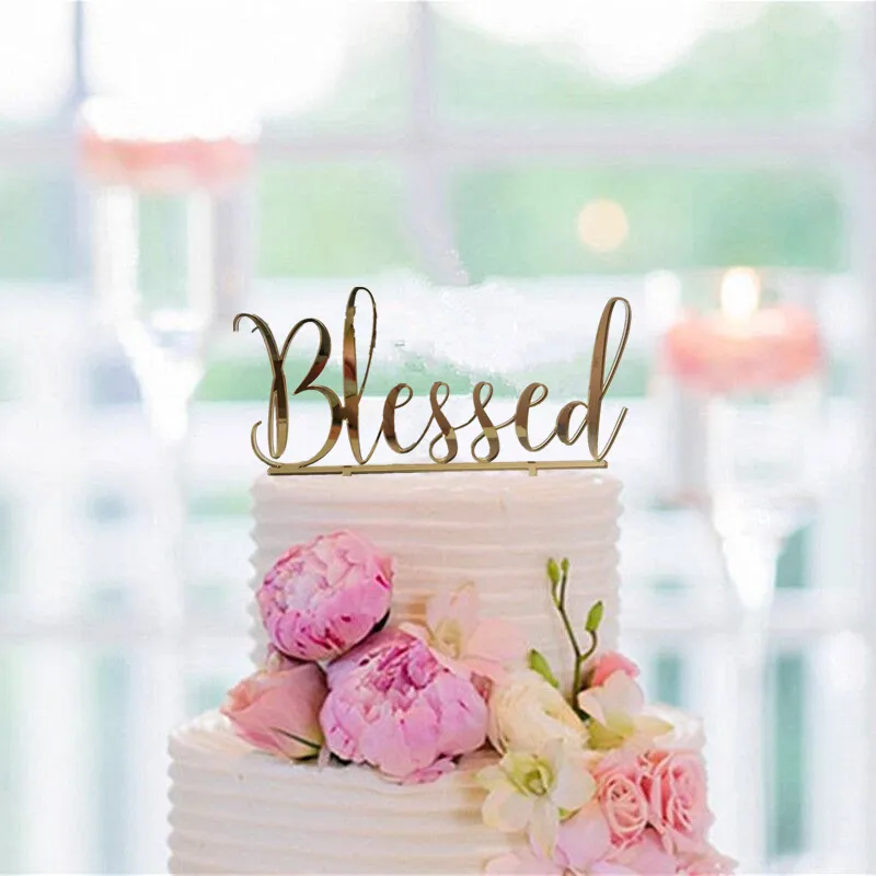 Decoration De Gateau Beni Decorations De Bapteme Pour Bebe En Acrylique Avec Miroir Dore Pour Cadeau D Anniversaire 1ere Communion Aliexpress