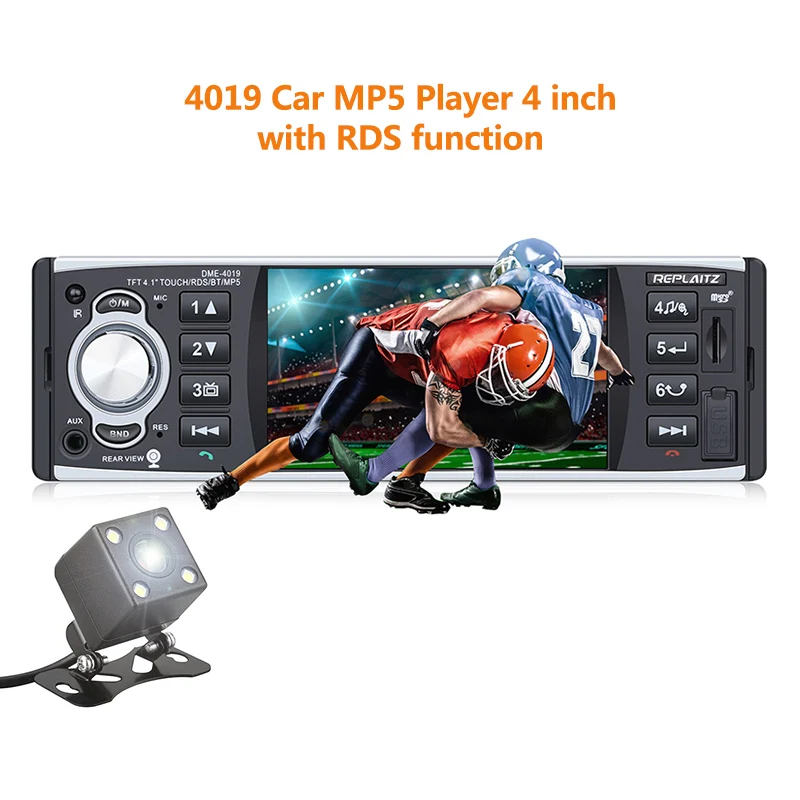 4019 Автомагнитола MP5 плеер 1 Din 4 дюйма HD сенсорный экран Bluetooth RDS FM AUX USB TF пульт дистанционного управления рулевым колесом+ камера заднего вида