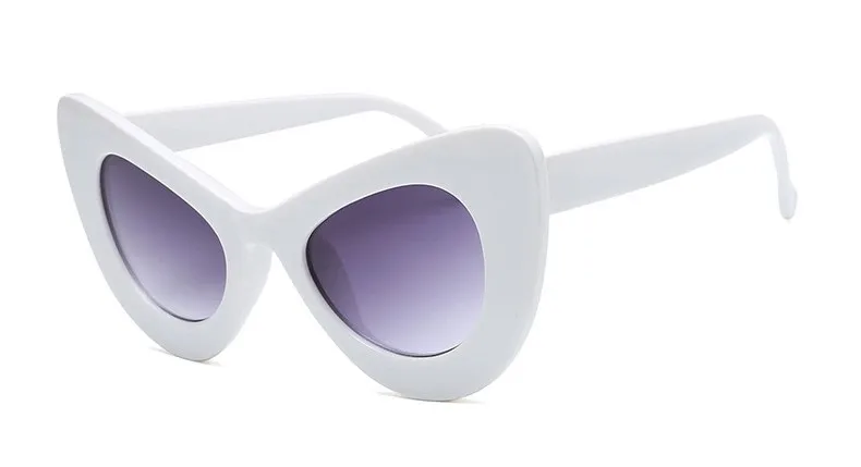 Sella, новинка, европейский стиль, женские негабаритные солнцезащитные очки Cateye, популярные, толстая, цветная оправа, Ретро стиль, Бабочка, солнцезащитные очки, UV400 - Цвет линз: Белый