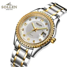 Золотые Роскошные брендовые солнечные мужские часы водонепроницаемые мужские часы из нержавеющей стали деловые Часы Montre кварцевые наручные часы Montre Homme