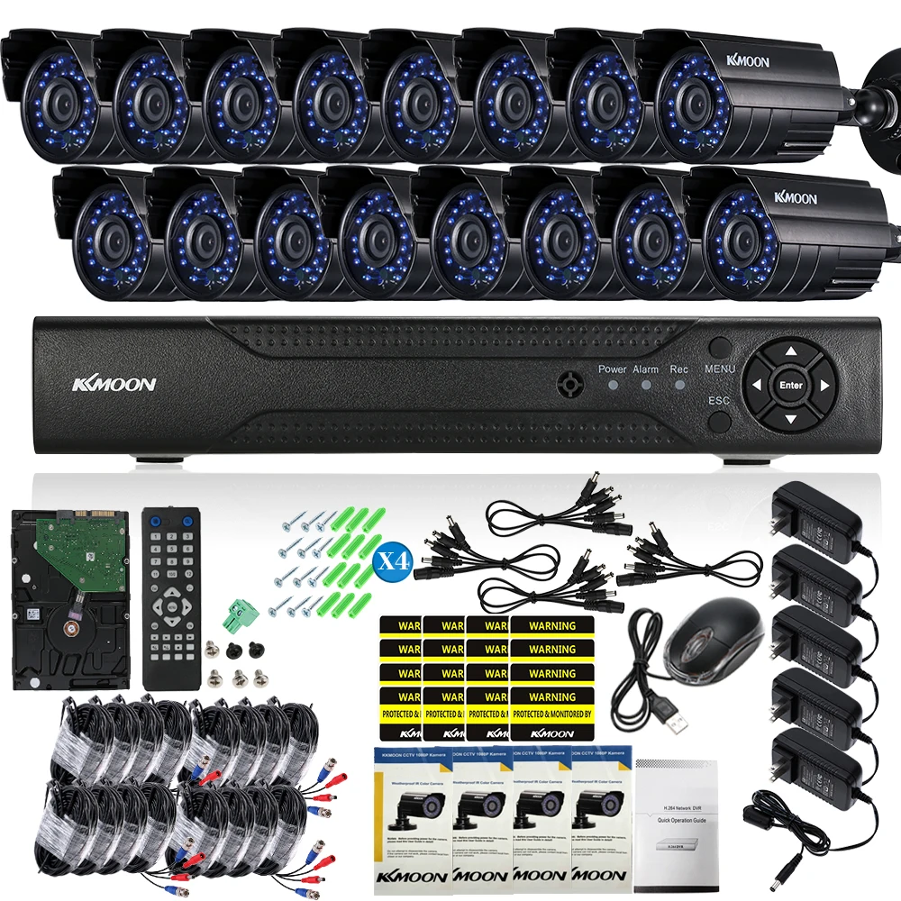 KKmoon 16CH 1080N AHD DVR 16CH 1080 P AHD водонепроницаемый детектор движения ночного видения CCTV камера для системы видеонаблюдения 2 ТБ HDD