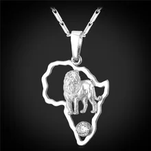 font b U7 b font African Map Lion Necklaces Pendants Yellow Gold Platinum Plated Wholesale