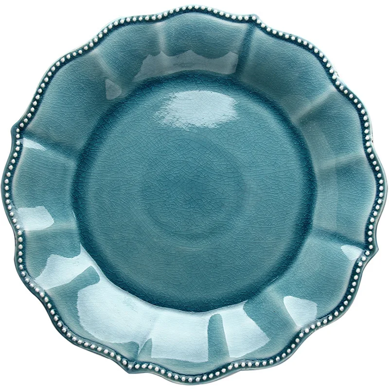 Ice crack ceramic cutlery glaze colored lace 8 inch plate dessert plate restaurant restaurant salad bowl dishes and plates sets Ice crack ceramic cutlery glaze colored lace 8 inch plate dessert plate restaurant restaurant salad bowl dishes and plates sets