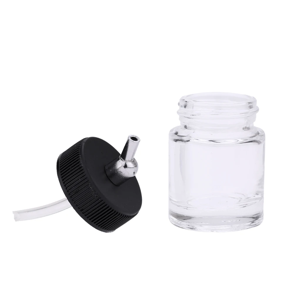 10PCS 22cc Glass Airbrush Pot Bottle with 30 Angle Adapter Lid Assembly Airbrush Painting Bottle Container Spray Gun Paint Jar