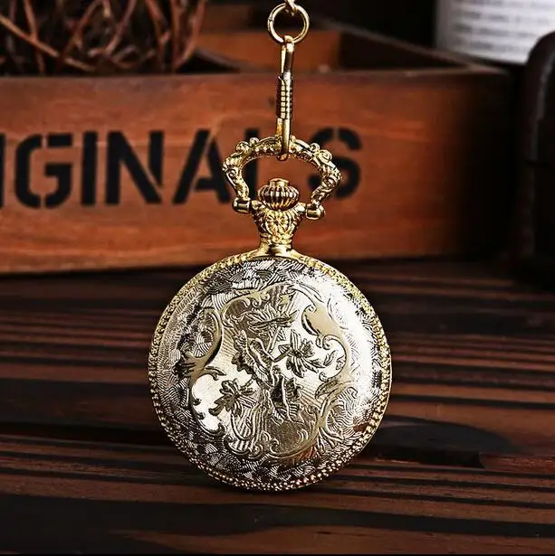 Винтажные классические золотые часы с тремя маленькими лошадками карманные в