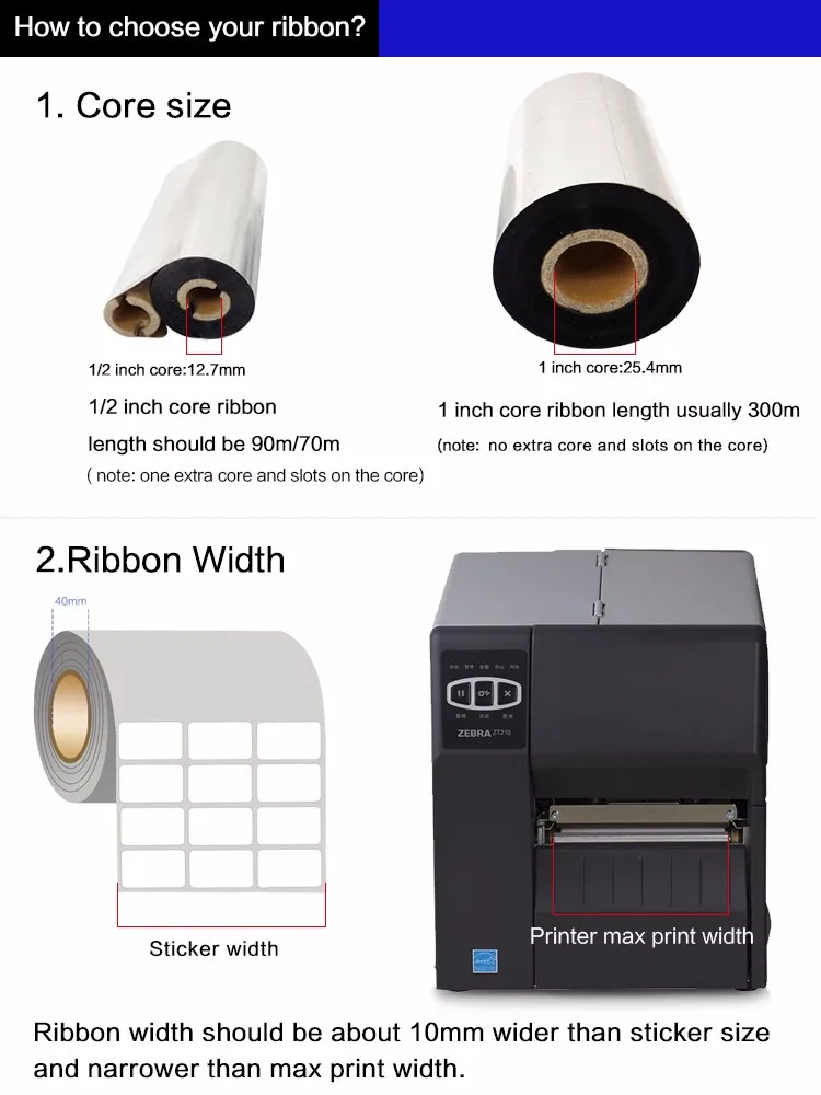 Resina de Cera da Fita Película de Transferência Térmica de Tinta Impressora de Etiquetas Mistura Largura Fita Milímetros 300m 90m 110x70m Zebra 2844 50mm110 5 Transferência Térmica De Tinta Mistura largura Fita