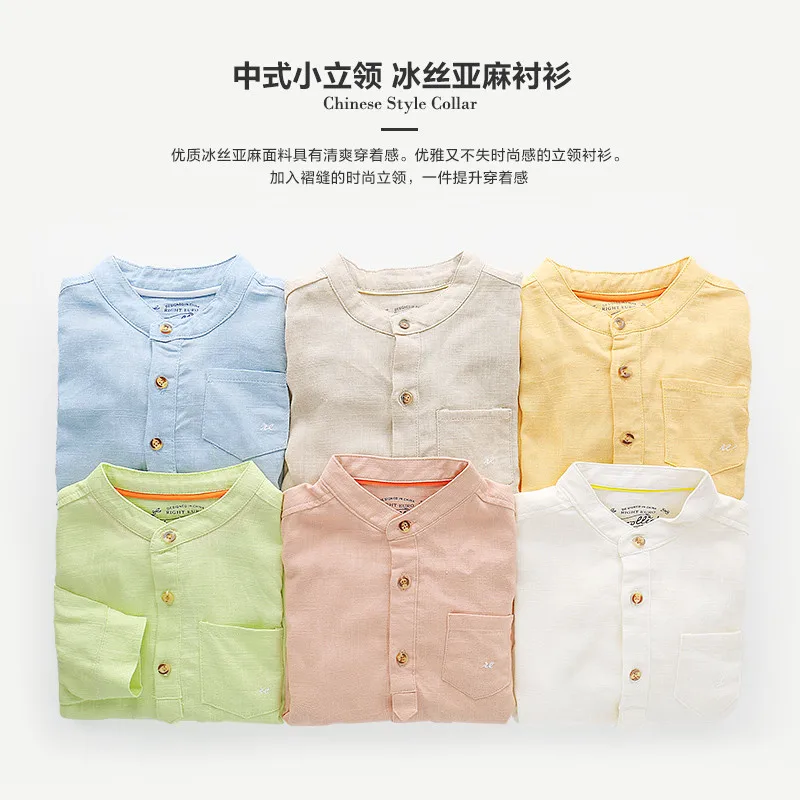 

2019 Spring Style Boys Shirt & Blouses 2-8 Years Long Sleeve Shirt For Boy Clothing European Style Flax Kids Blouses