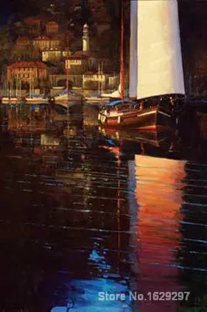 

Canvas Paintings for living room Lake Como Sunset Sail Brent Lynch High quality Hand painted