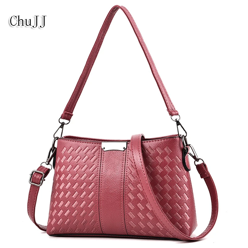 

Chu JJ Women's Genuine Leather Handbags Knitting Shoulder CrossBody Bags Ladies Fashion Messenger Bag Women Bags