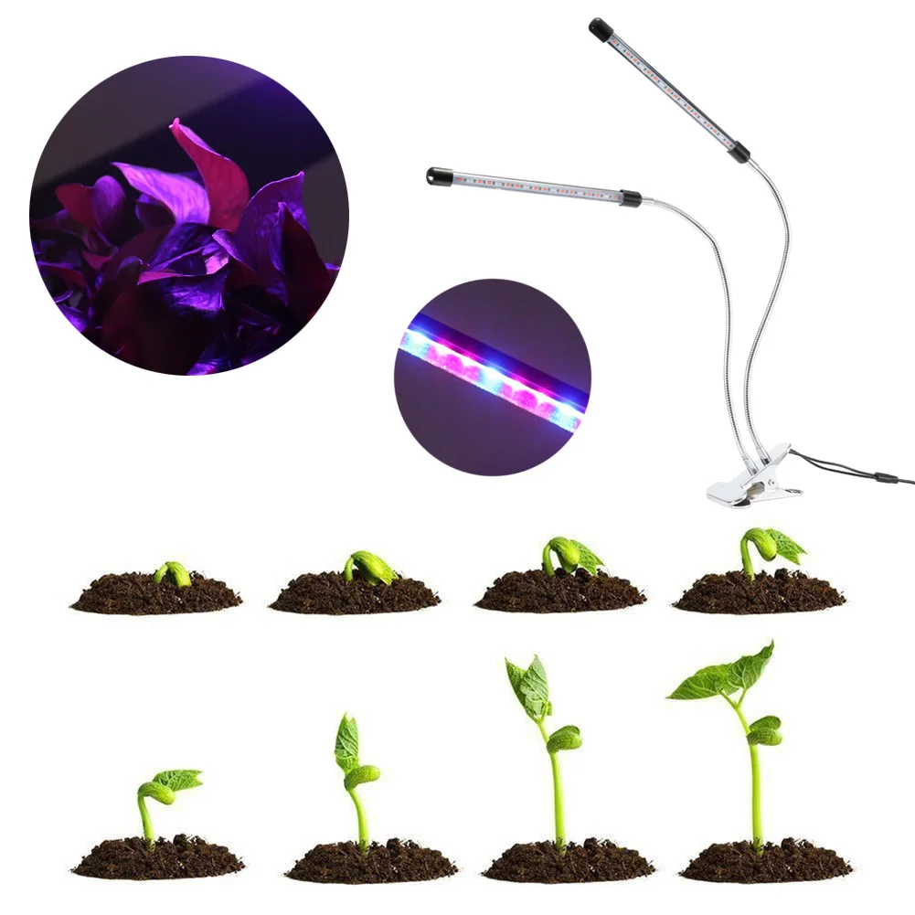 

Newly 18W Dual Head Plant Grow Light With Clip Timing Flexible Gooseneck 36 LEDs Lamp for Plants Flower XSD88