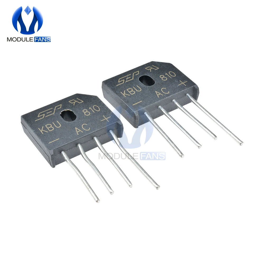 

5PCS High Temperature Soldering Diy KBU810 KBU-810 8A 1000V Diode Bridge Rectifier Single Phase Bridge Rectifier Electronic