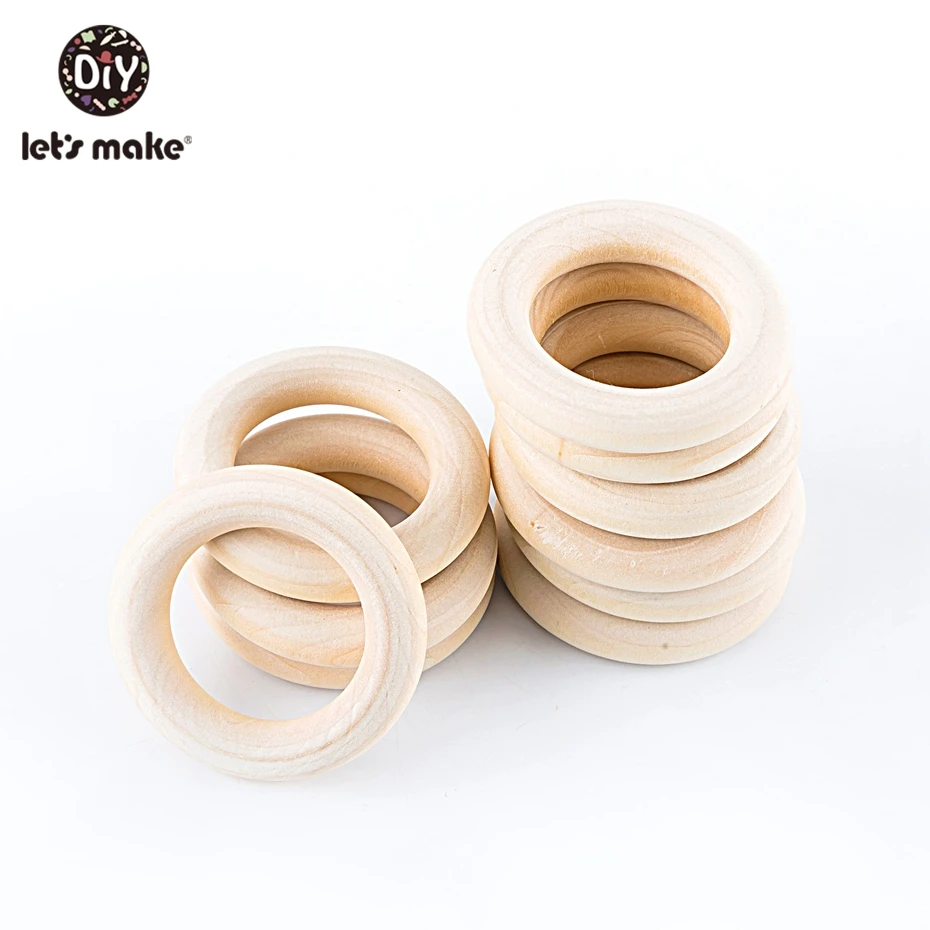 Let's Make деревянные кольца 100 шт DIY прорезывание зубов натуральные деревянные игрушки с бусами органические жевательные BPA бесплатно деревянные ремесленные Деревянные Прорезыватели для зубов Детские Прорезыватели