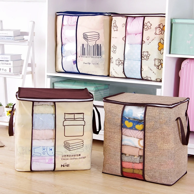 

Portable Foldable Non-Woven Clothes Quilts Storage Bag Home Save Space Organizer Bags For Pillow Blanket Bedding 6A0108