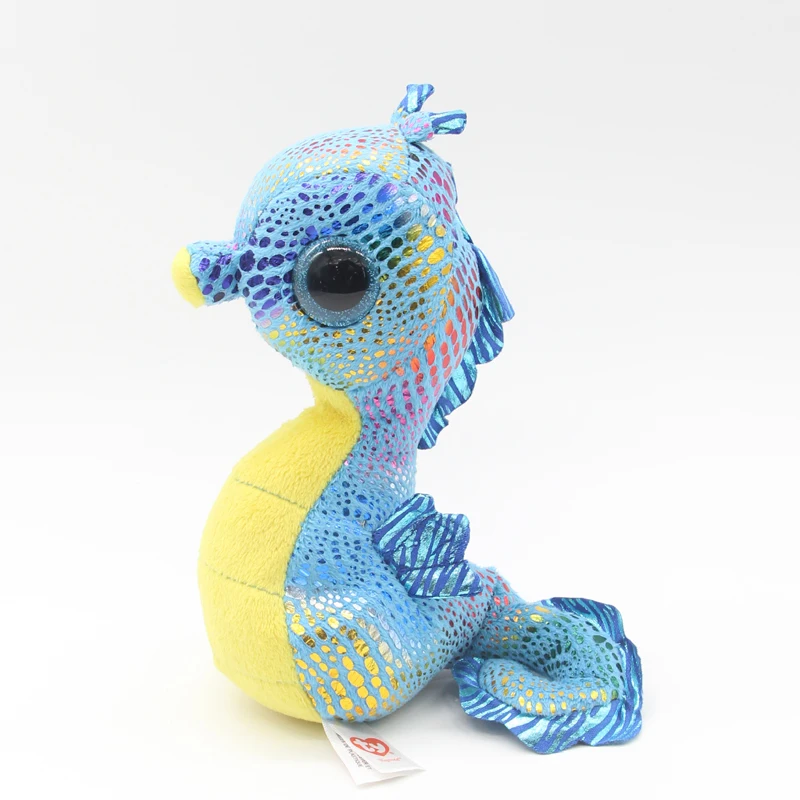 

Ty Big Eyes 6" 15cm Plush Sea Horse With Sparkling Sequins Animal Toys