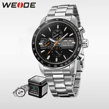 WEIDE Japan Quartz 30 Meters Resistant Men Full Steel Auto Date Fashion Military Men Sports Watch Relogio Masculino Alarm Clock