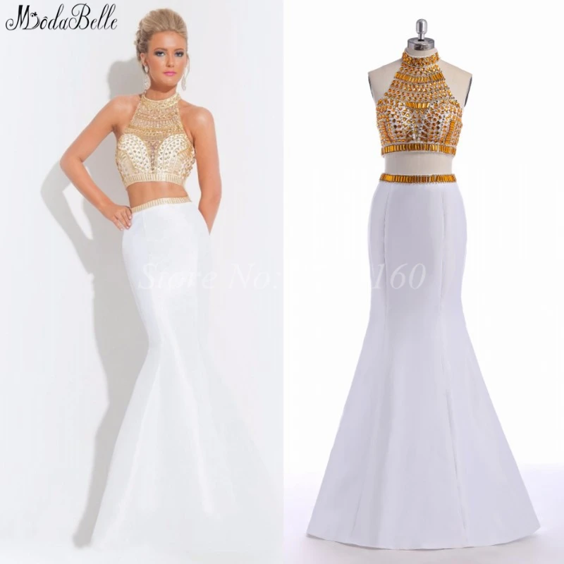 Floor Length Beaded 2 Piece rhinestone font b prom b font font b dress b font