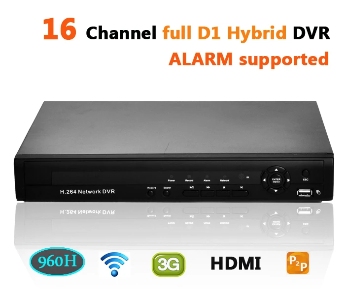 Dvr 16ch p2p hybrid h 264 cctv network video recorder full 16 channel