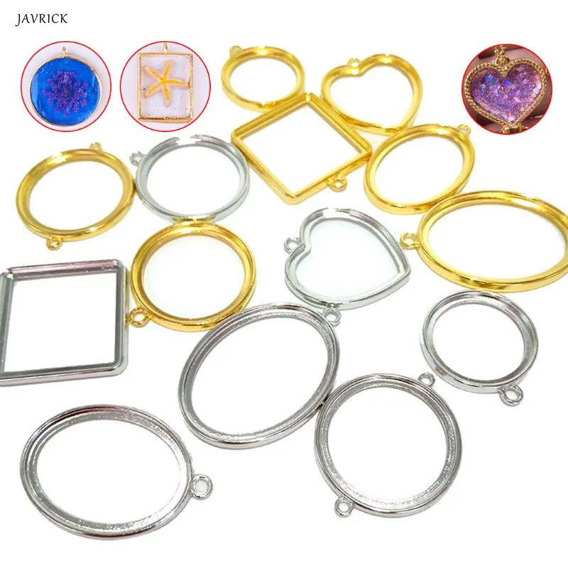 

14 Pcs/set UV Empty Frame Epoxy Border Alloy Material Pendant Necklace Border Bottom Bracket Jewelry Making Accessories