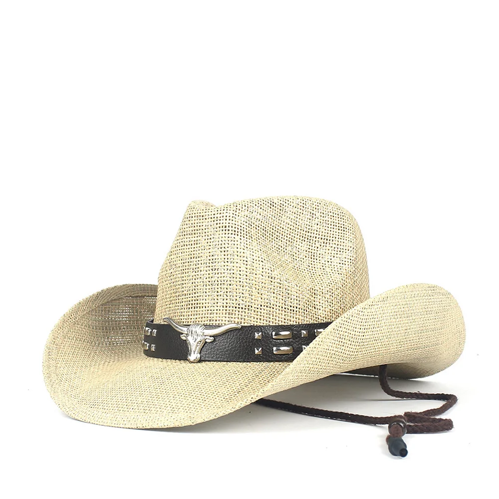 C8 Hollow Western Cowboy Hat Summer Women Men Punk Brand Sombrero Hombre Beach Cowgirl Jazz Sun Hat Size 56-58CM - Color: C8
