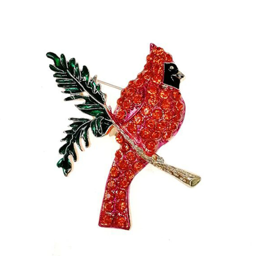 24/48 Pcs Christmas Red Cardinal Brooch Pins - Small Enamel Bird Pins For Sweaters, Hats, Gifts