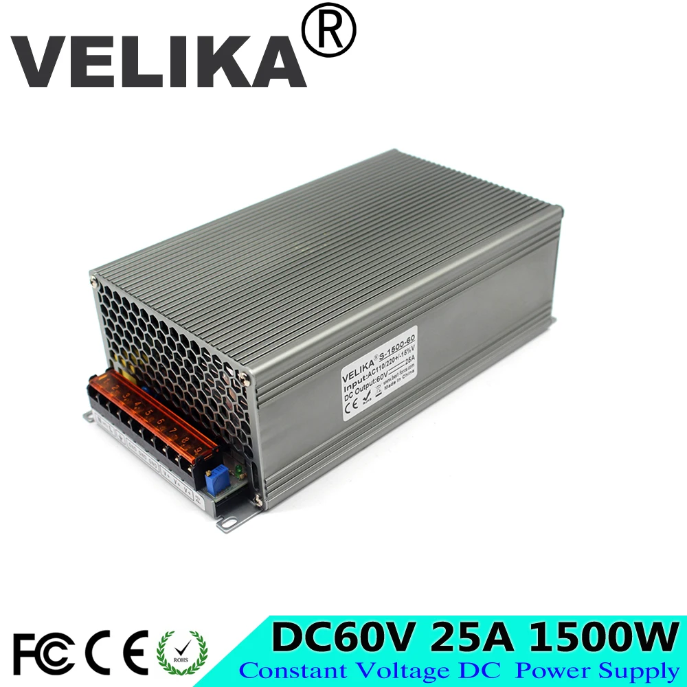 

Universal AC-DC 60V Power Supply Switching 25A 1500W Driver Transformers 110V 220V AC to DC60V SMPS For CNC CCTV Stepper Motor