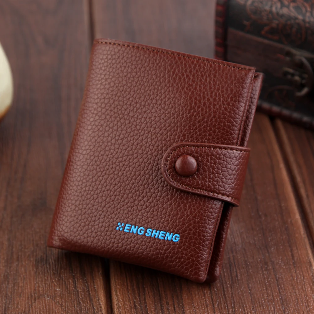 Vertical Кожаный бумажник для мужчин Карманный ID держатель карты Billfold тонкий клатч двойные сумочки подарки - Цвет: Vertical