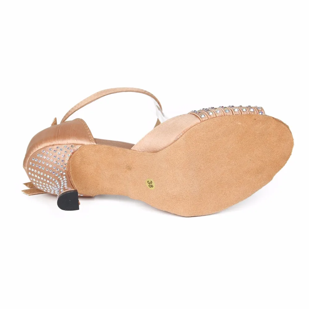  Black/Nude Rhinestone Woman Latin Ballroom Dance Shoes Salsa Tango Bachata Social Party Dance Shoes