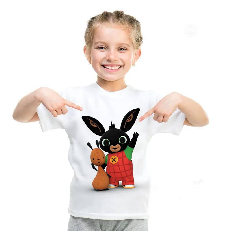 

Bing Bunny kids boy T-Shirts Funny Cartoon Children Rabbit Design Cute summer short sleeve children top Casual birthday tshirt