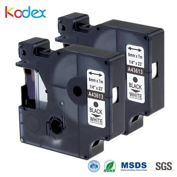 

Kodex 2pcs D1 43613 compatible DYMO label tapes 6mm for Standard Self-Adhesive Polyester LabelManager 120P Label Maker