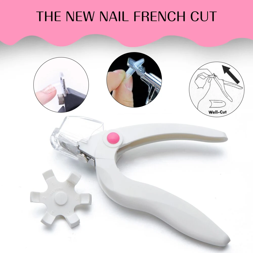 

1pc French Manicure Scissors with Smile Cut Templates Blister Package False Nail Tips Cutter Professional Accessory New Design