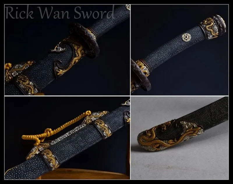 Традиционный китайский меч ручной работы Qing Dao складная Дамасская сталь