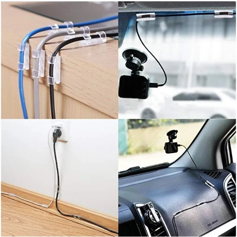 20Pcs 와이어 고정 클램프 케이블 클립, 데스크탑 와이어 홀더, 케이블 관리 장치 USB 코드 라인 주최자
