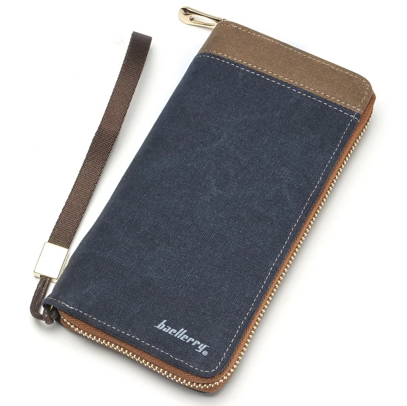 

Baellerry Men Canvas Zipper Wallet Men Clutch Hand Bag Patchwork Canvas Long Wallet Phone Pocket Card Holders Carteira Masculina