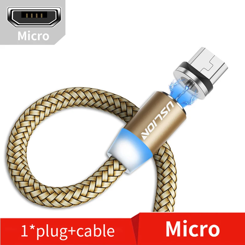 USLION 3M Magnetic Micro USB Cable For Samsung Android Mobile Phone Type-c Charging For iPhone XS XR 8 Magnet Charger Wire Cord cable to connect iphone to tv Cables