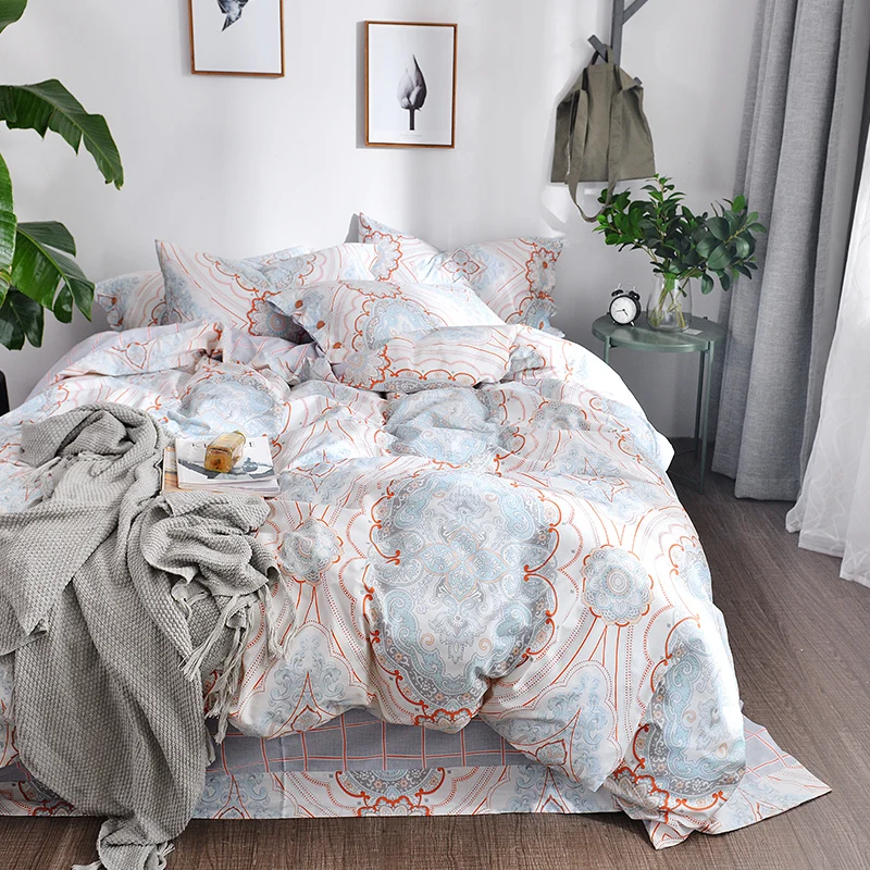 

2018 Fashion Bohemian Bedding Set Soft Cotton Fabric 3/4Pcs Twin Queen King Size Duvet Cover Flat Sheet Pillow Cases