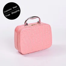 Vente chaude Mode Femmes Portable Haute Guality Cosmétique Sac Professionnel Cas Cosmétique Maquillage Organisateur Boîte à Bijoux Livraison Gratuite