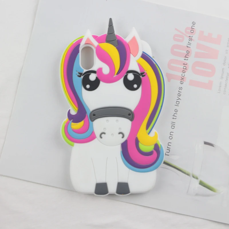 for iPhone 7 8 Plus X XS Max XR 9 4 4S 5 5S 6 6S Case 3D Cute Cartoon Soft Silicone Cover Lovely Cat Bottle Stitch Unicorn