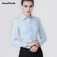 New Lady fashion long sleeve solid OL button shirt turn down collar patchwork body blouse shirts women SY0175 white blue 1