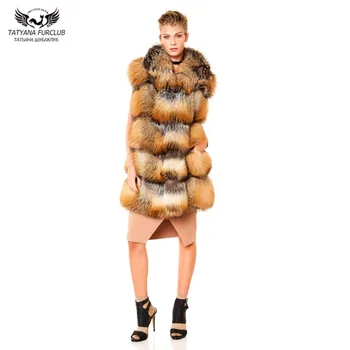 

Tatyna Furclub New Real Fur Vest For Women Fahsion Sexy Coats Winter Waistcoat 90CM Long Vests Plus Size Outwear Natural Fox Fur