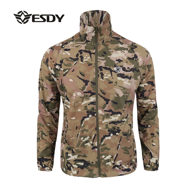 

ESDY Summer Mens Ultra-Thin Camouflage Hoodies Sun Protection Tactical Miltary Quick Dry Jacket Men Jungle Camo Windproof Coat