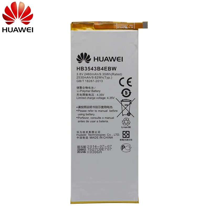 Оригинальный сменный аккумулятор Hua Wei HB3543B4EBW для телефона Huawei Ascend P7 L07 L09 L00 L10 L05 L11