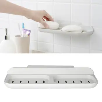 

Double Grid Suction Cup Soap Holder Case Wall Mounted Soap Dish Cup Bath soap Storage Box Bathroom Shower Tray Accessories