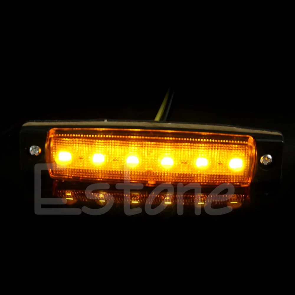 

Newest 2X 6-LED Bus Van Boat Truck Trailer Side Marker Tail Light Lamp Yellow/Amber 12V Drop Shipping